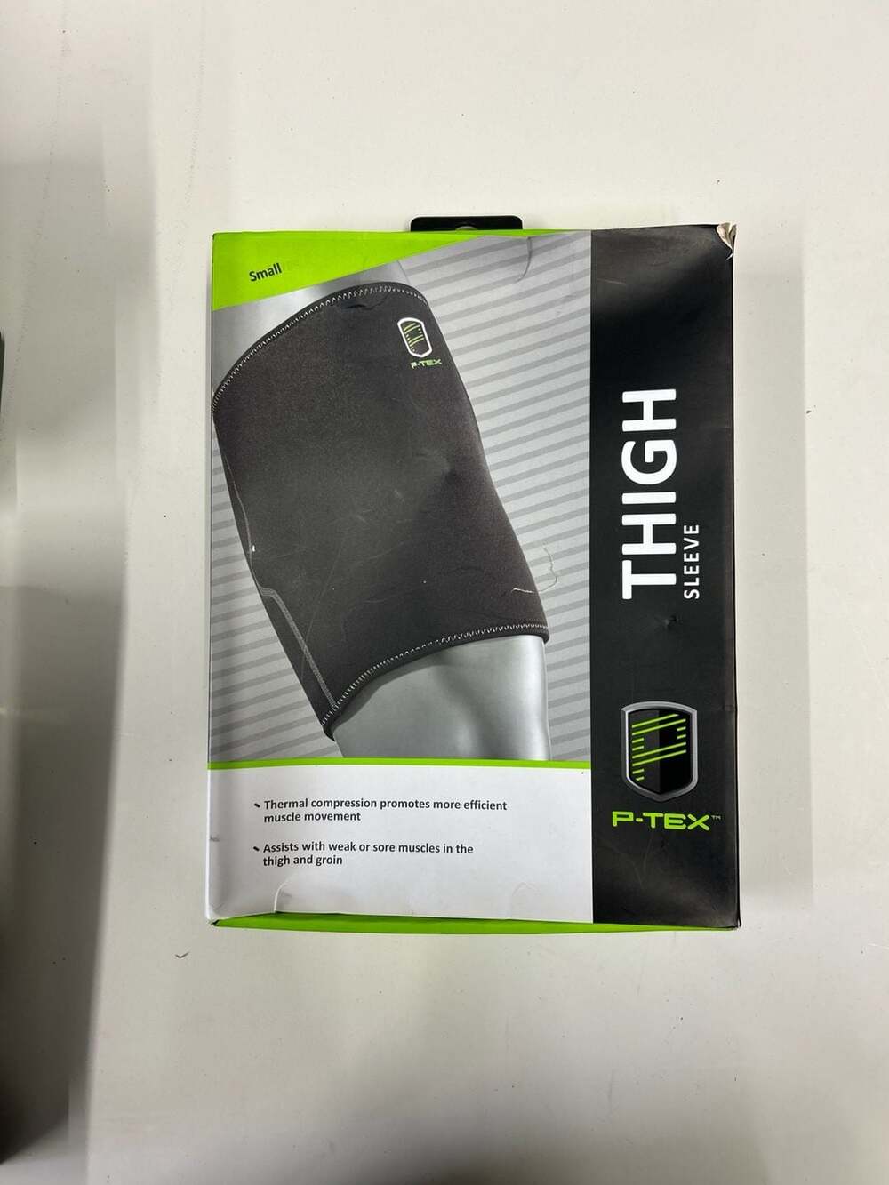 P-TEX Thigh Sleeve Size Small Thermal Compression Wrap Black